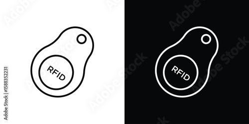 RFID key tag icon. Thin linear web icons