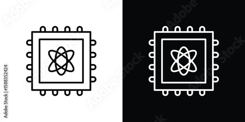 Quantum computing icon. Thin linear web icons