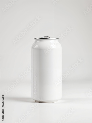 Minimalist Can: An empty, sleek aluminum can, ideal for showcasing beverages and branding concepts, epitomizes a modern aesthetic.