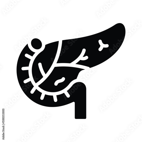 A modern glyph icon of pancreas internal organ