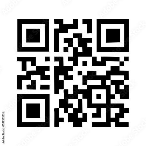 High-Resolution Black and White QR Code on White Background