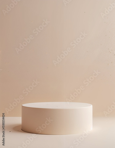 Minimalist Display Cylinder Podium in Creamy Beige, Perfect for Product Showcases and Elegant Presentations
