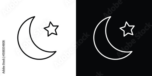 Moon and star icon. Thin linear web icons