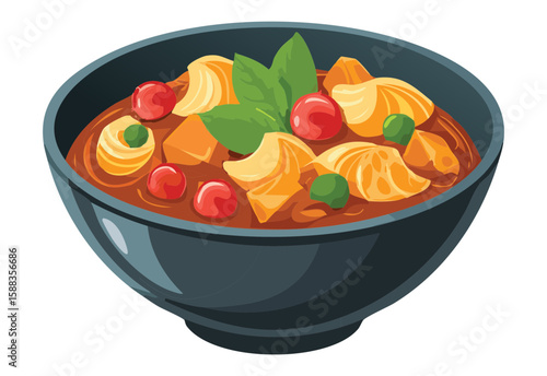 Wholesome Vegetable Stew Dish - Vector Illustration
