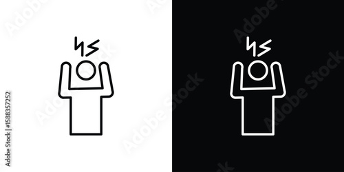 Irritated human icon. Thin linear web icons