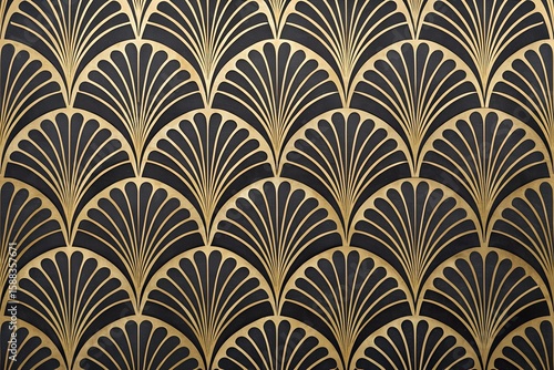 Elegant Gold and Black Art Deco Fan Pattern Background
