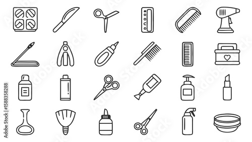 Beauty and cosmetology icons in a minimalist design, suitable for salon branding, spa promotions, or health and wellness applications.