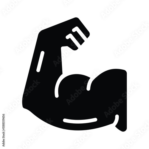 A premium glyph icon of arm muscle strength