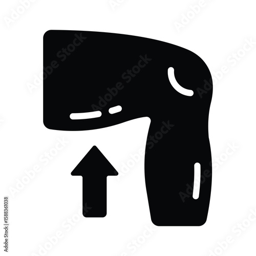 A premium glyph icon of lower human thigh