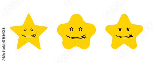 Smile face star icons. Happy faces, smiling faces - Vector graphic illustration.