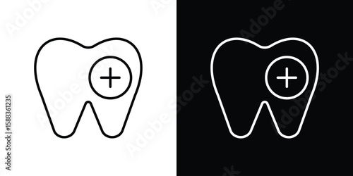 Dental insurance icon. Thin linear web icons