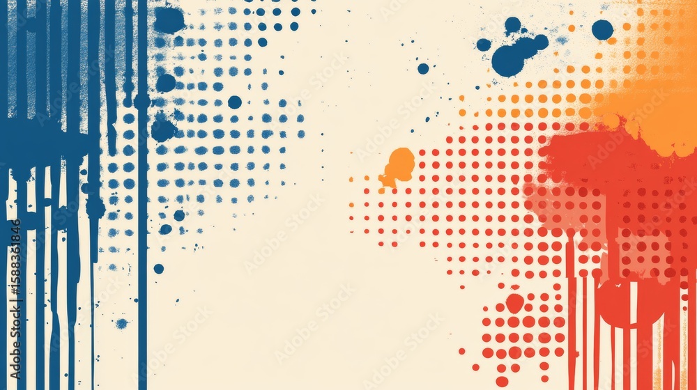 Obraz premium Abstract vibrant halftone pattern with vertical stripes for backgrounds