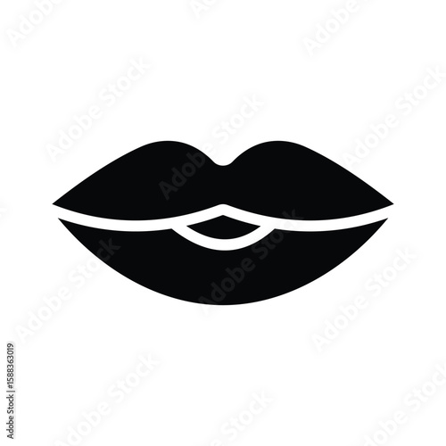 Well crafted glyph icon of human lips closeup