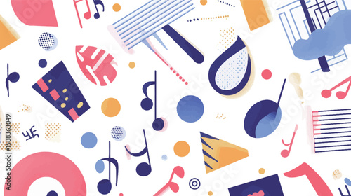 Stylized Musical Scales on Decorative Abstract Background – Vector Illustration