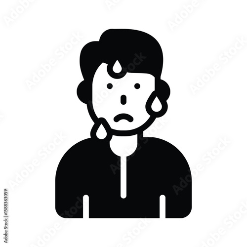 A captivating glyph icon of sweating human