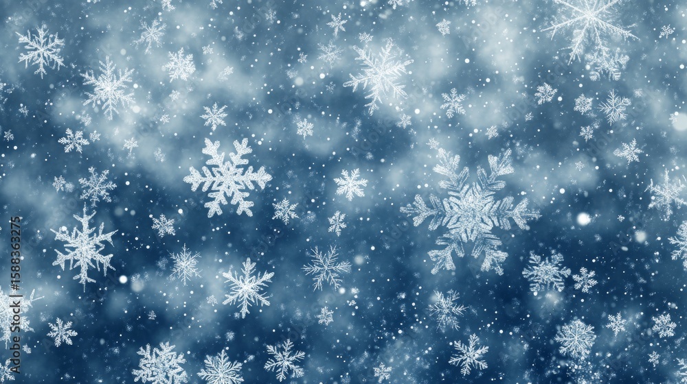 Fototapeta premium Elegant winter themed background featuring softly falling snowflakes