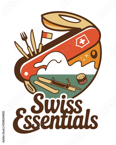 Swiss essentials graphic of a multi-tool with iconic symbols