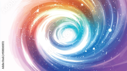 Abstract galaxy background with swirling colorful cosmic clouds and stars, vibrant space-themed vector design featuring dynamic motion, deep space colors, and a dreamy nebula effect
