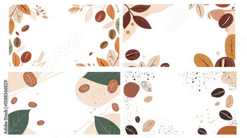 Vector graphic design of coffee beans background with seamless pattern, simple monochrome style illustration featuring scattered coffee beans, ideal for coffee shop branding, packaging, food industry,