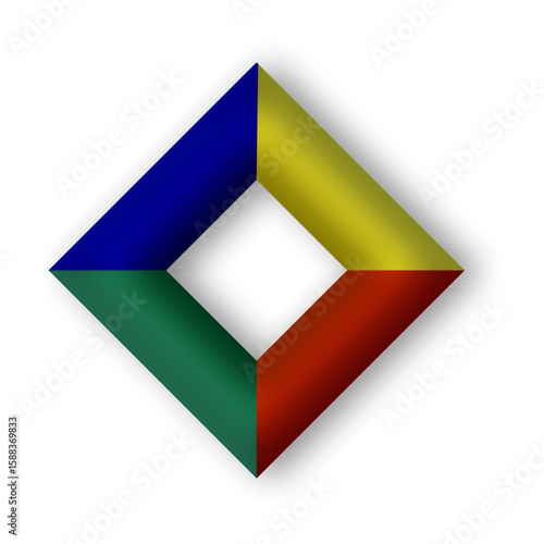 Free Download Colorful Diamond Shape in blue, green, red, yellow and shadow effect - GFXLoad