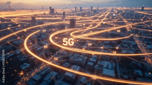 5G Network Connectivity Over Digital Urban Expressway Representing Speed and Innovation