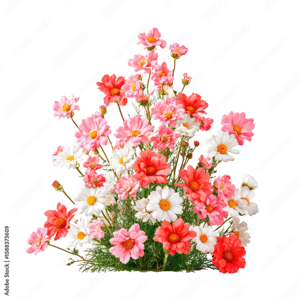 Fototapeta premium A vibrant bouquet of mixed pink, red, and white flowers