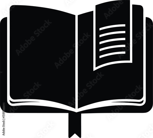 trendy black silhouette vector open notebook
