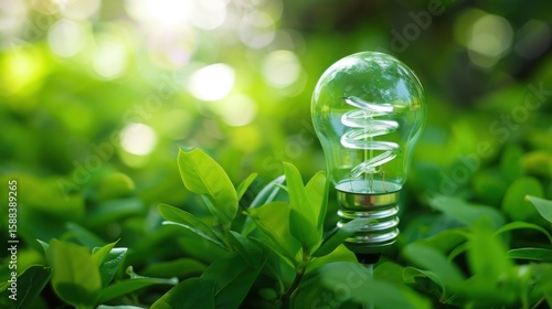 Bright Future: Green Energy-Saving Lamp on White Background

