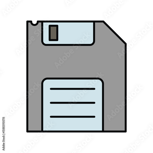 floopy disk lineal color line icon with white background vector stock illustration
