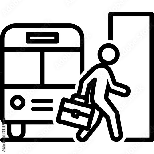 Commuting to work with briefcase outline icon vector