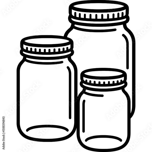 Vintage mason jars outline icon vector