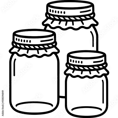 Vintage mason jars outline icon vector