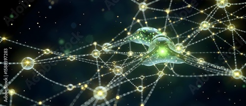 Neural Network Illustration: A stunning illustration of a complex neural network, glowing with interconnected nodes and pathways.
