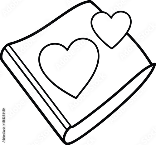 vector pencil drawing hearts in notebook margin