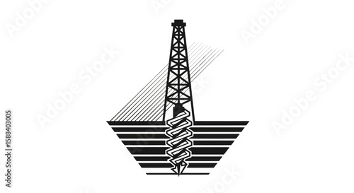 The stark silhouette of an oil and gas industrial complex against a twilight sky evokes energy production, resource extraction, and the power of the petroleum industry.