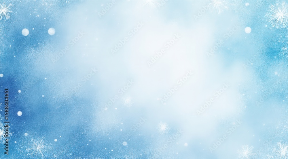 Fototapeta premium Soft blue winter snowflakes and bokeh effect isolated on white background