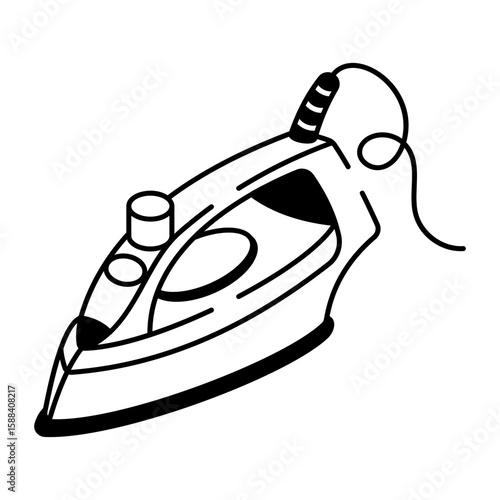 A doodle style icon showing steam iron
