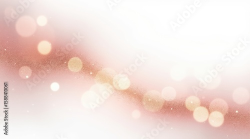 Soft rose gold glitter bokeh effect with sparkling dust isolated on white background