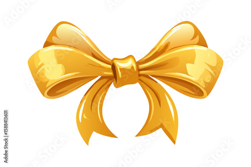 Shiny golden bow with realistic texture and black background