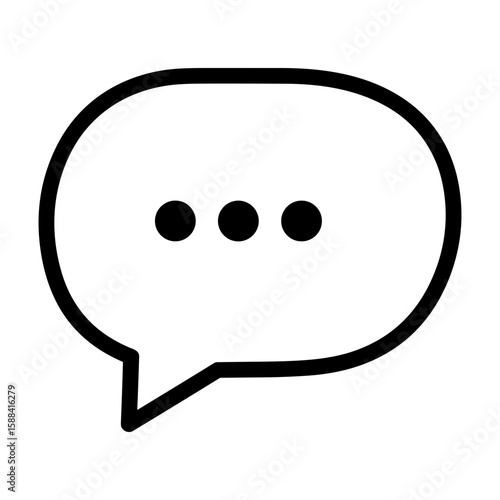 Simple speech bubble with ellipsis, minimalist design illustration, communication concept