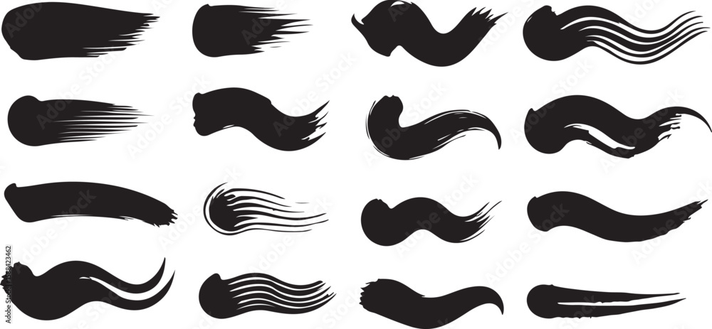 Black ink brush strokes abstract shapes vector Black ink brush strokes abstract shapes vector