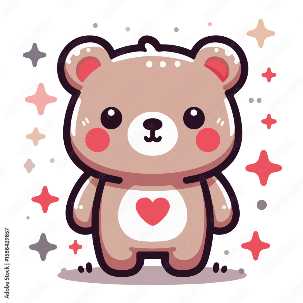 Obraz premium Smiling Bear Vector Flat and Cute Animal Illustration for Children