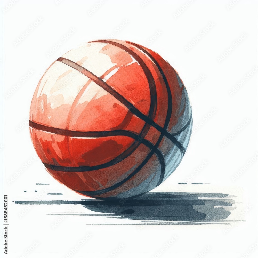 Fototapeta premium Classic Slam Ball Illustration, Minimalist Watercolor Style Sports Equipment