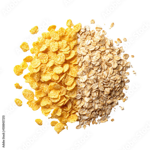 Crispy Cornflakes And Oats Isolated On White Background