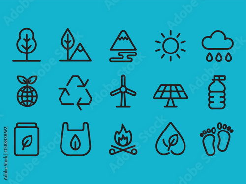 Science and Chemistry Icon Set with Symbols and Design Elements