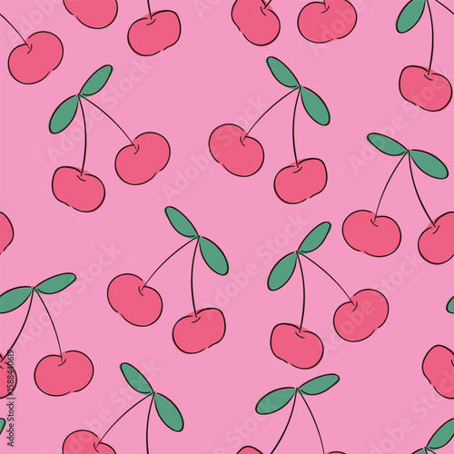 Cherry pattern seamless, Hand Drawn cherry design print for textile and paper vector illustration