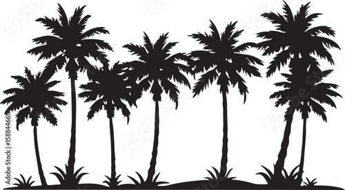 A captivating tropical palm tree silhouette against a summer sky evokes the essence of a serene beach paradise