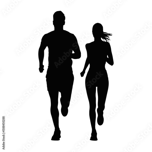 Athletic Couple Running Together fitness sport