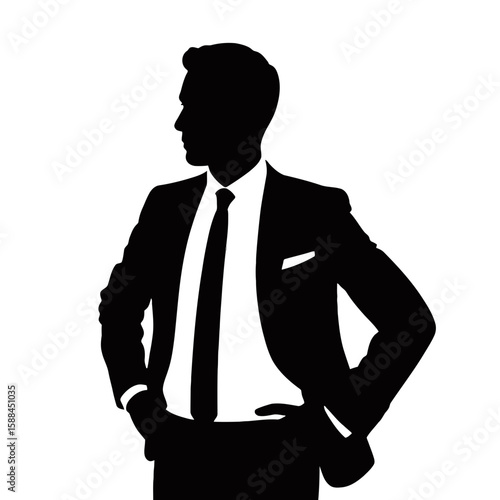 Businessman looking sideways silhouette suit