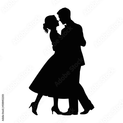 Couple dancing romantically romance silhouette